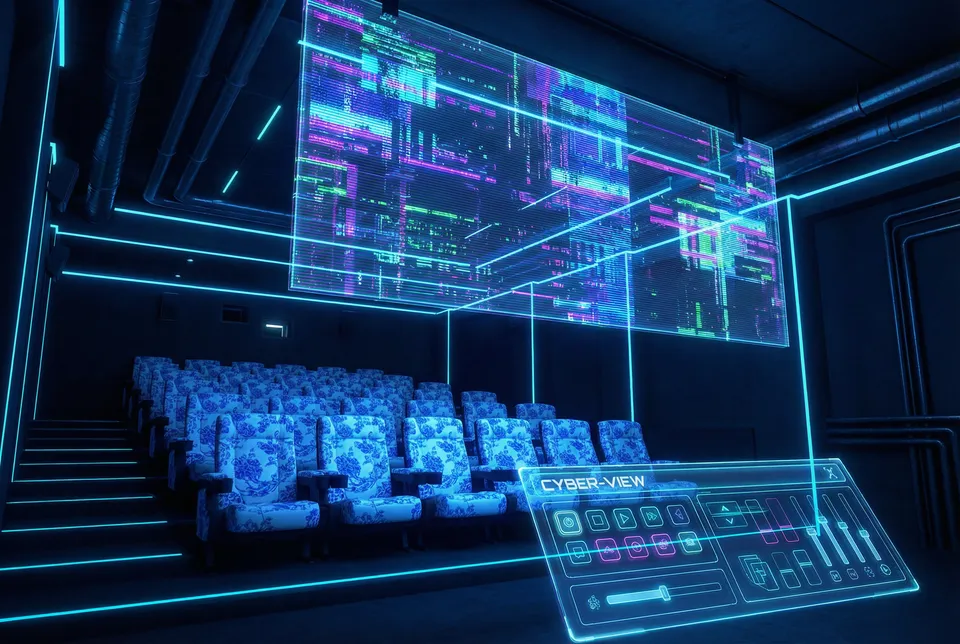 王者棋牌 青花瓷影院全息投影播放界面